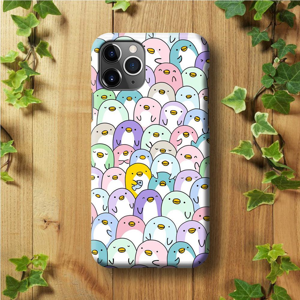 Pinguins Doodle iPhone 11 Pro Max Case-Plastic / Full Wrap (3D Case)-Xtracase