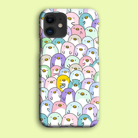 Pinguins Doodle iPhone 12 Case-Plastic / Full Wrap (3D Case)-Xtracase