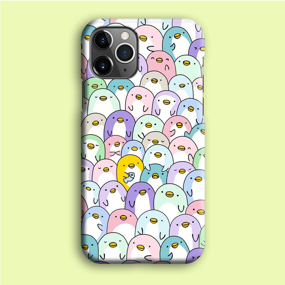 Pinguins Doodle iPhone 12 Pro Case-Plastic / Full Wrap (3D Case)-Xtracase
