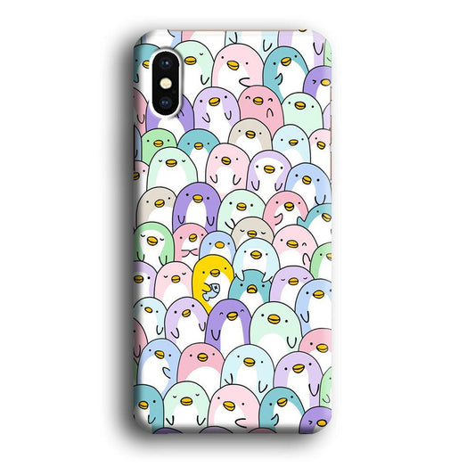 Pinguins Doodle iPhone X Case-Plastic / Full Wrap (3D Case)-Xtracase