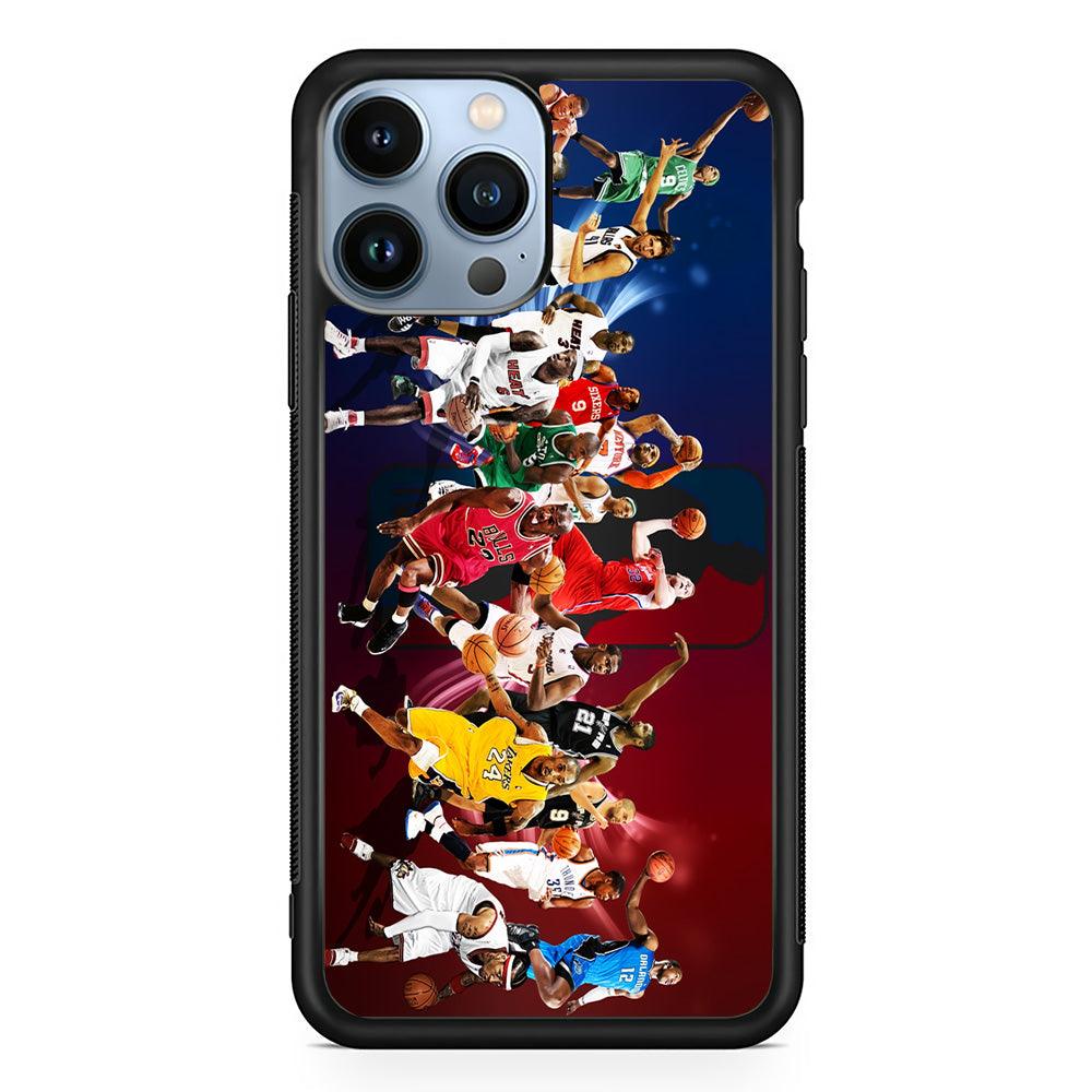 Players NBA Sports iPhone 13 Pro Max Case-Rubber / Black (2D Case)-Xtracase