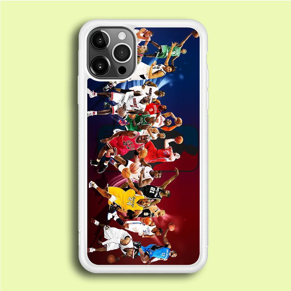 Players NBA Sports iPhone 12 Pro Case-Rubber / White (2D Case)-Xtracase