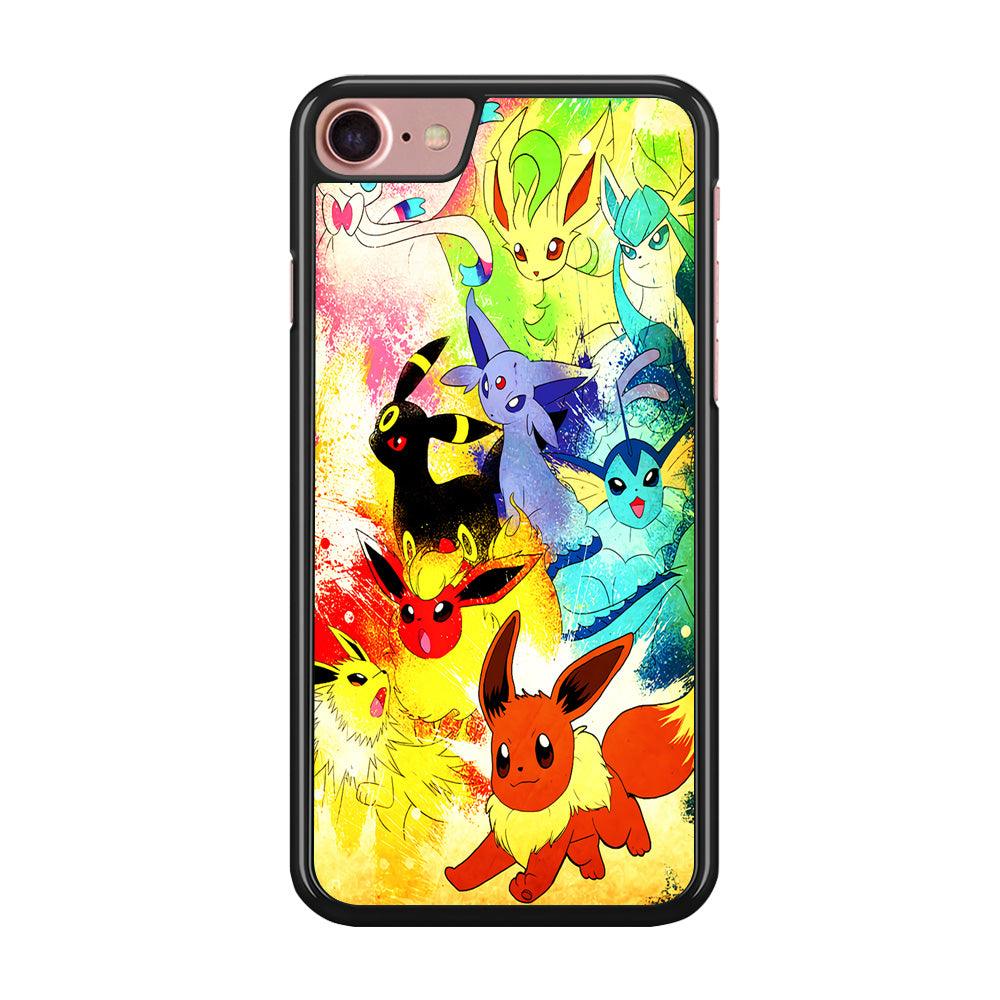Pokemon Eevee Painting iPhone 7 Case-Rubber / Black (2D Case)-Xtracase