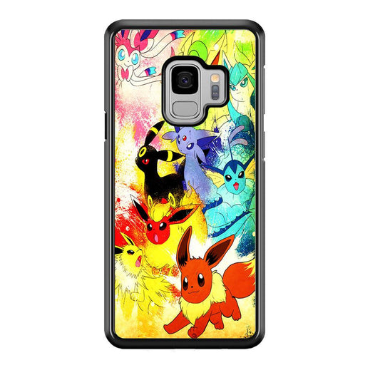 Pokemon Eevee Painting Samsung Galaxy S9 Case-Rubber / Black (2D Case)-Xtracase