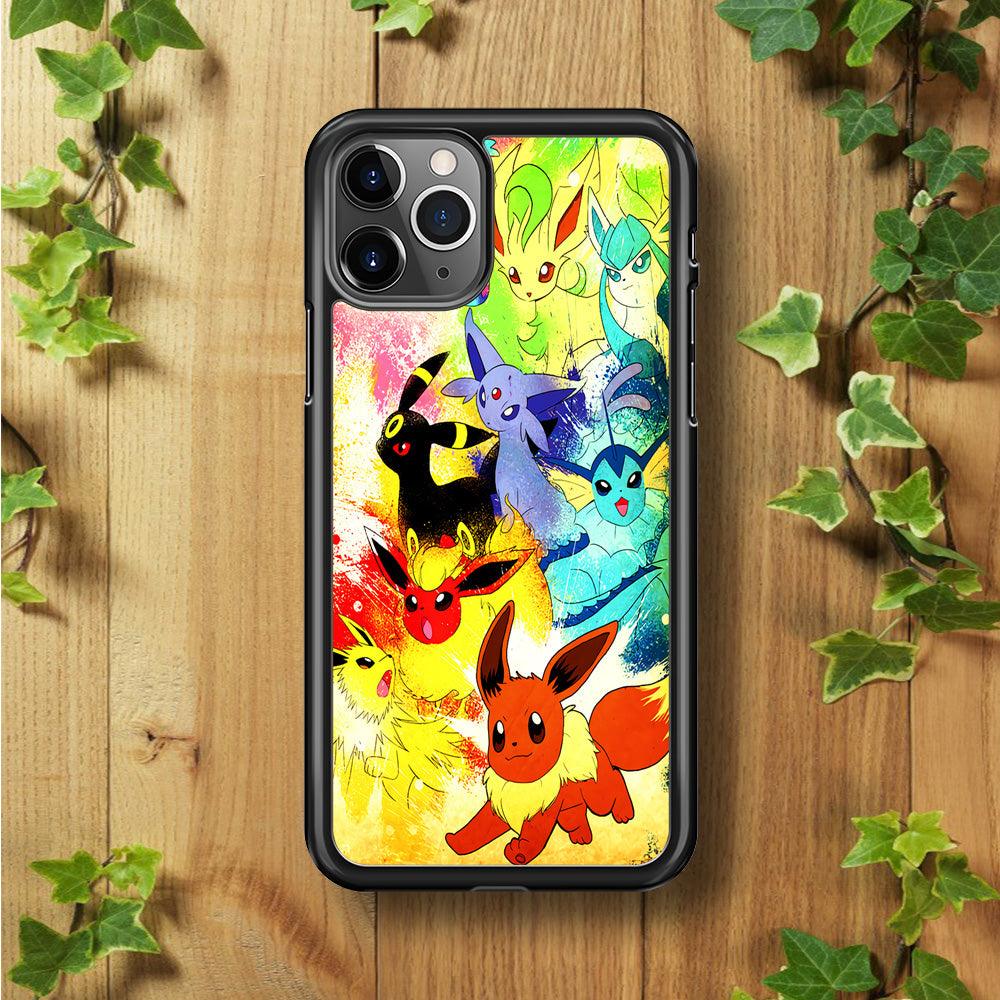 Pokemon Eevee Painting iPhone 11 Pro Max Case-Rubber / Black (2D Case)-Xtracase