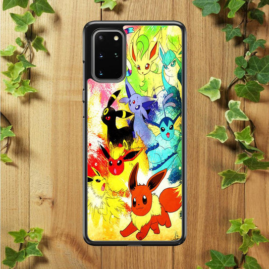 Pokemon Eevee Painting Samsung Galaxy S20 Plus Case-Rubber / Black (2D Case)-Xtracase