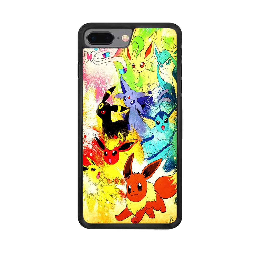 Pokemon Eevee Painting iPhone 8 Plus Case-Rubber / Black (2D Case)-Xtracase