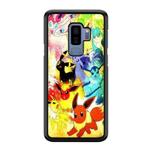 Pokemon Eevee Painting Samsung Galaxy S9 Plus Case-Rubber / Black (2D Case)-Xtracase
