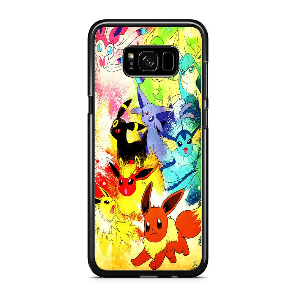 Pokemon Eevee Painting Samsung Galaxy S8 Case-Rubber / Black (2D Case)-Xtracase