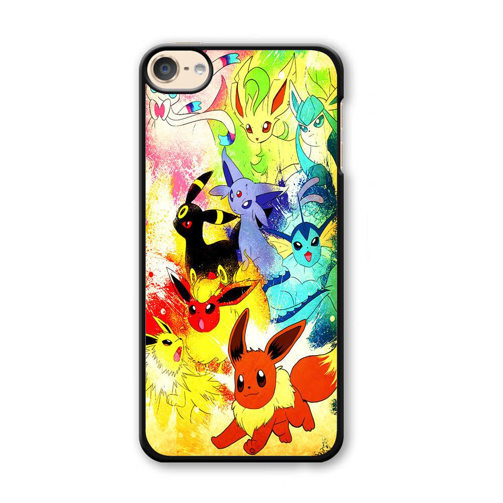 Pokemon Eevee Painting iPod Touch 6 Case-Plastic / Black (2D Case)-Xtracase