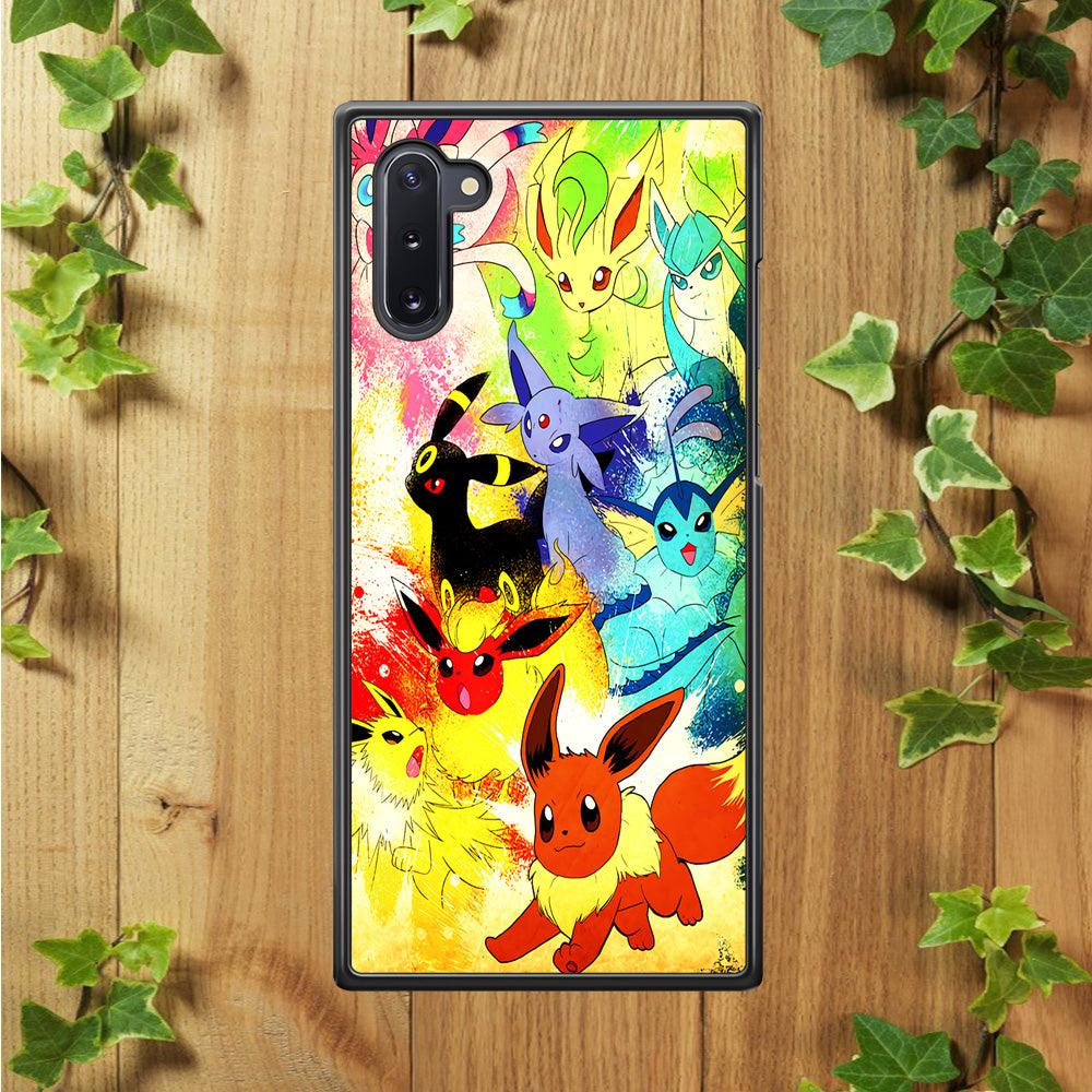 Pokemon Eevee Painting Samsung Galaxy Note 10 Case-Rubber / Black (2D Case)-Xtracase
