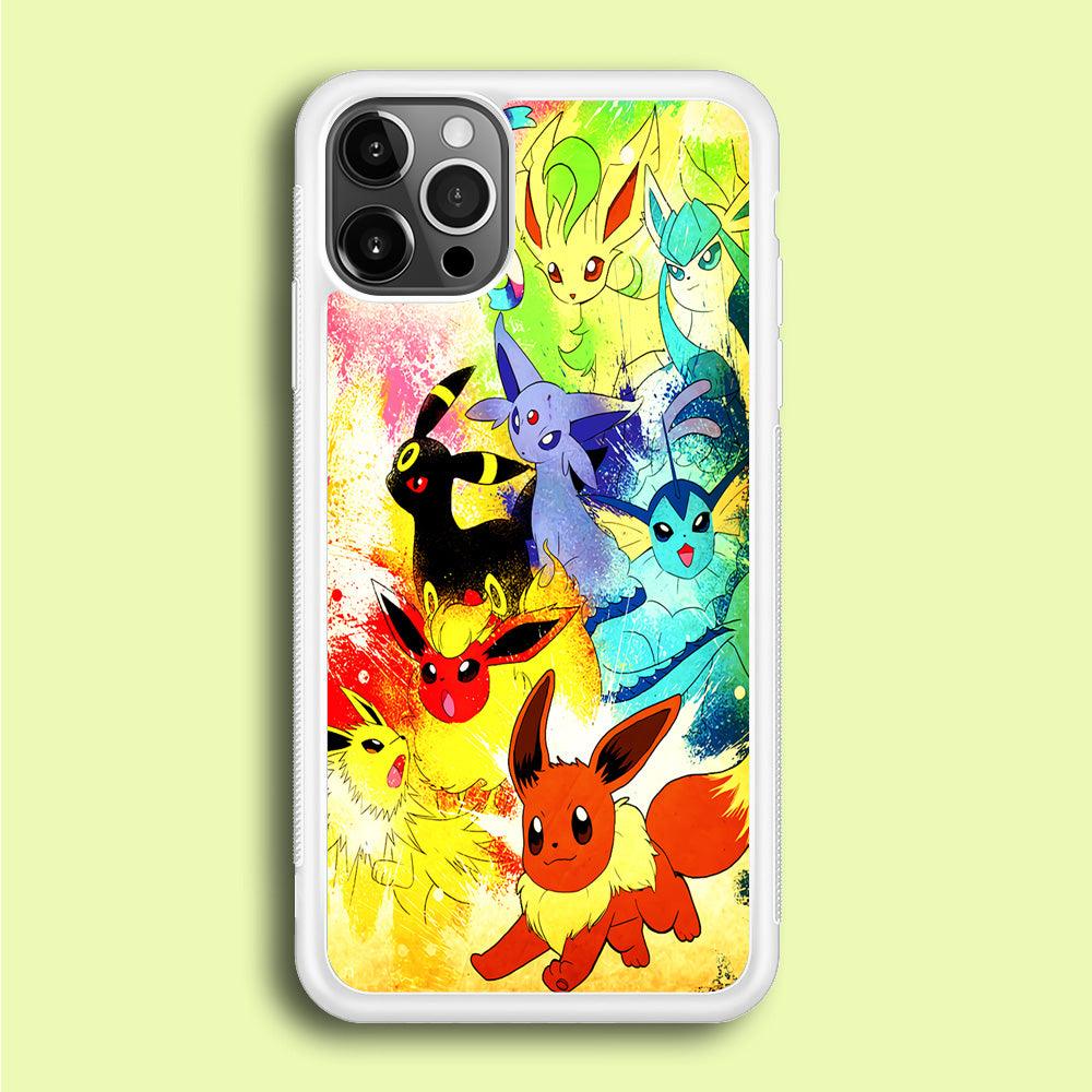 Pokemon Eevee Painting iPhone 12 Pro Case-Rubber / White (2D Case)-Xtracase