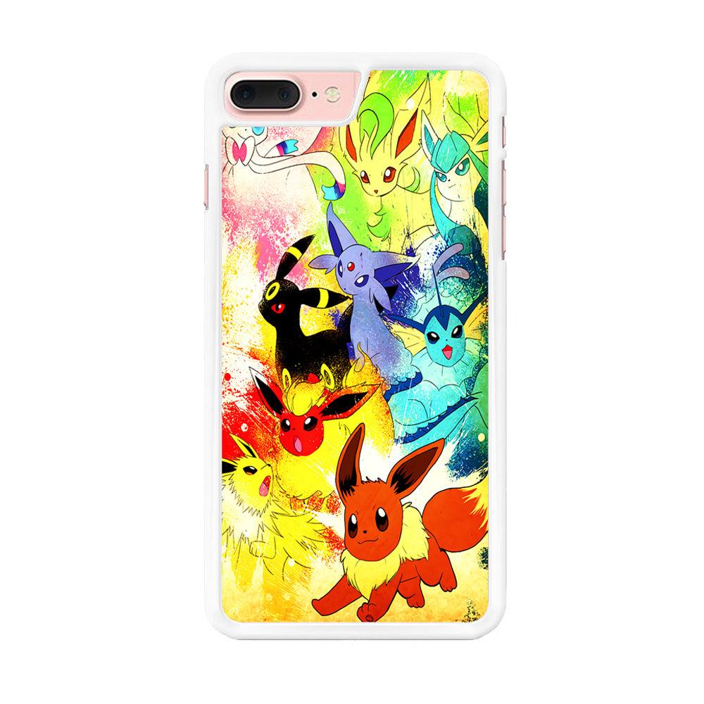 Pokemon Eevee Painting iPhone 8 Plus Case-Rubber / White (2D Case)-Xtracase