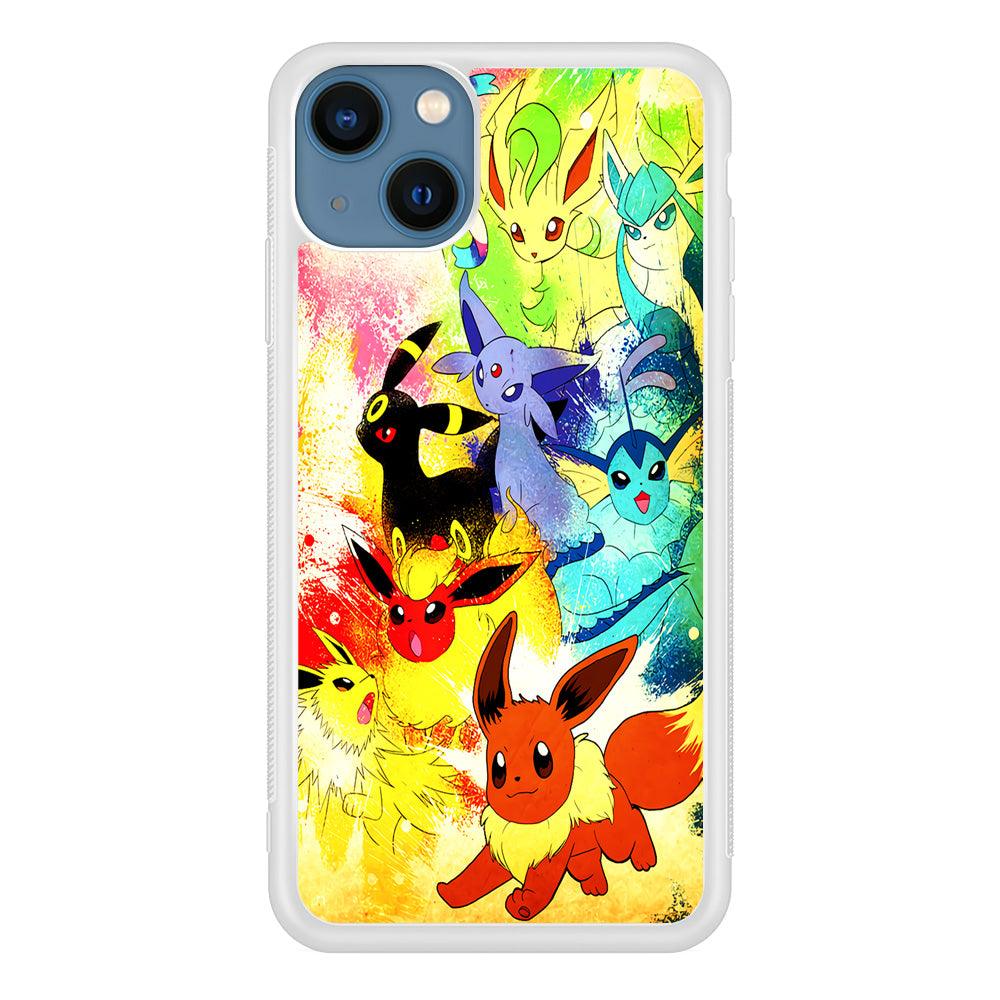 Pokemon Eevee Painting iPhone 13 Pro Case-Rubber / White (2D Case)-Xtracase