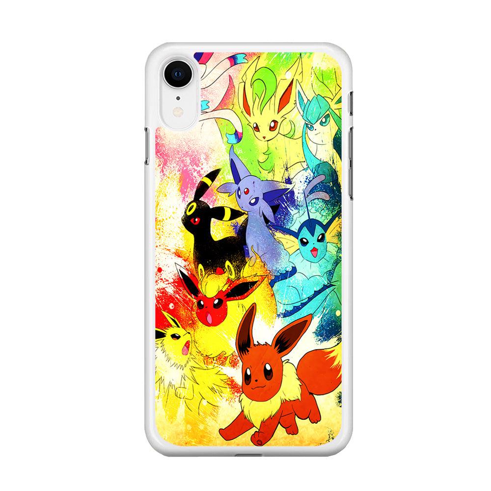Pokemon Eevee Painting iPhone XR Case-Rubber / White (2D Case)-Xtracase