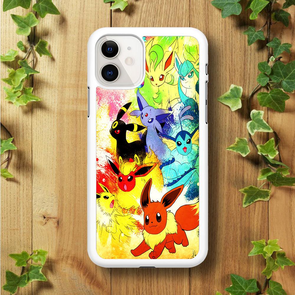 Pokemon Eevee Painting iPhone 11 Case-Rubber / White (2D Case)-Xtracase