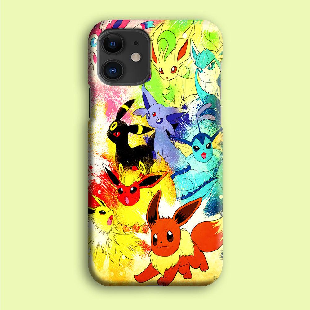 Pokemon Eevee Painting iPhone 12 Case-Plastic / Full Wrap (3D Case)-Xtracase