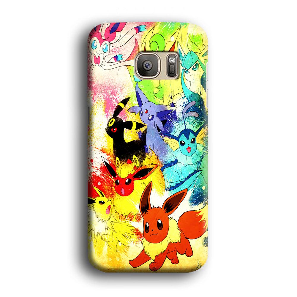 Pokemon Eevee Painting Samsung Galaxy S7 Edge Case-Plastic / Full Wrap (3D Case)-Xtracase