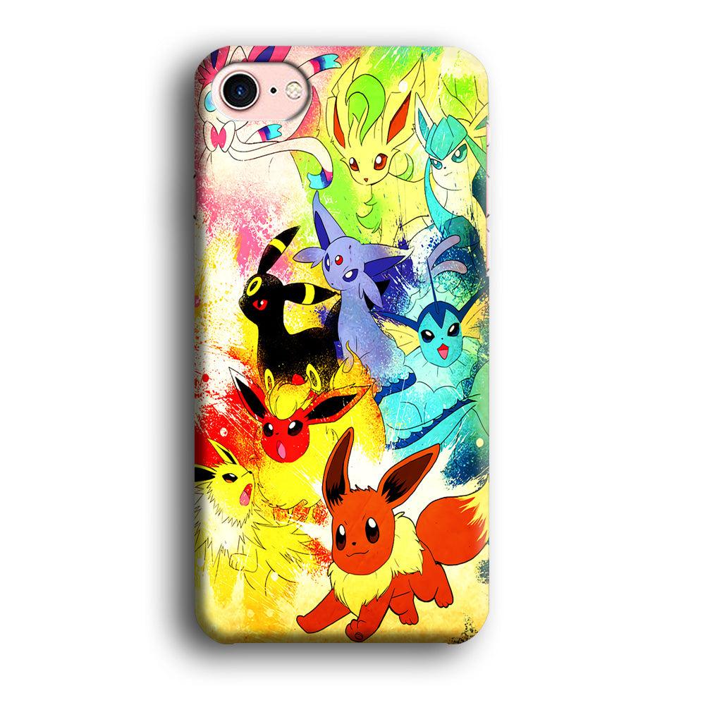Pokemon Eevee Painting iPhone SE 2020 Case-Plastic / Full Wrap (3D Case)-Xtracase
