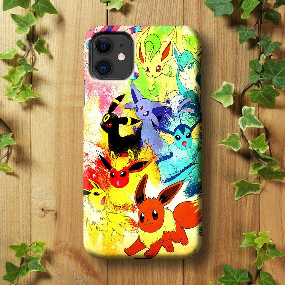 Pokemon Eevee Painting iPhone 11 Case-Plastic / Full Wrap (3D Case)-Xtracase