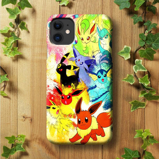 Pokemon Eevee Painting iPhone 11 Case-Plastic / Full Wrap (3D Case)-Xtracase