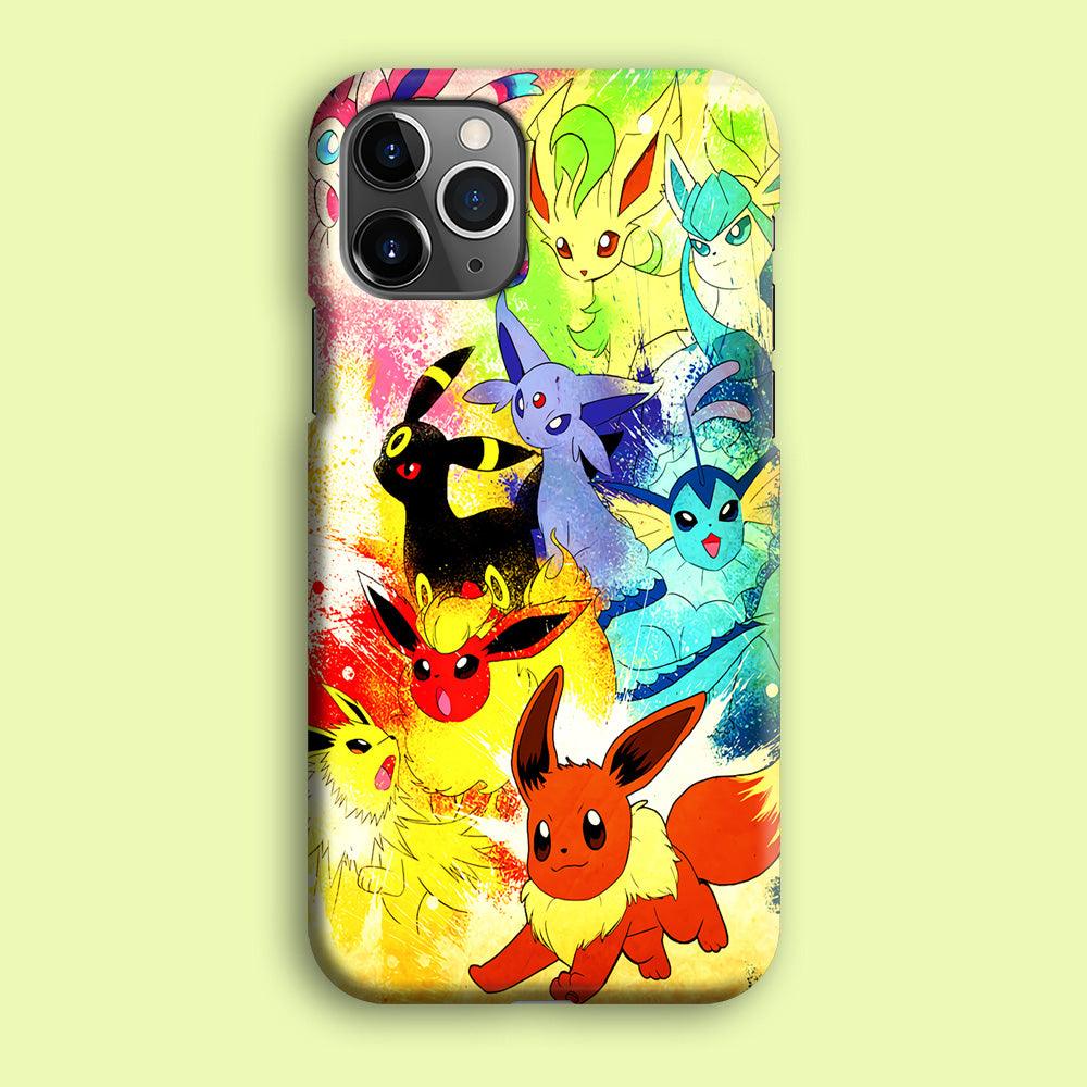 Pokemon Eevee Painting iPhone 12 Pro Case-Plastic / Full Wrap (3D Case)-Xtracase