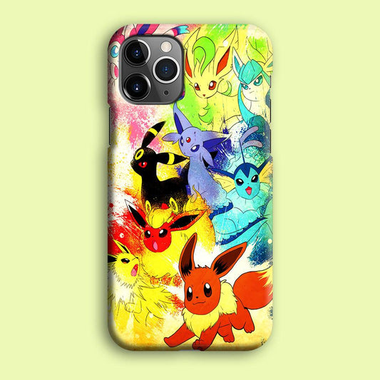 Pokemon Eevee Painting iPhone 12 Pro Case-Plastic / Full Wrap (3D Case)-Xtracase