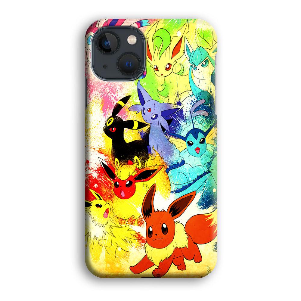 Pokemon Eevee Painting iPhone 13 Pro Case-Plastic / Full Wrap (3D Case)-Xtracase