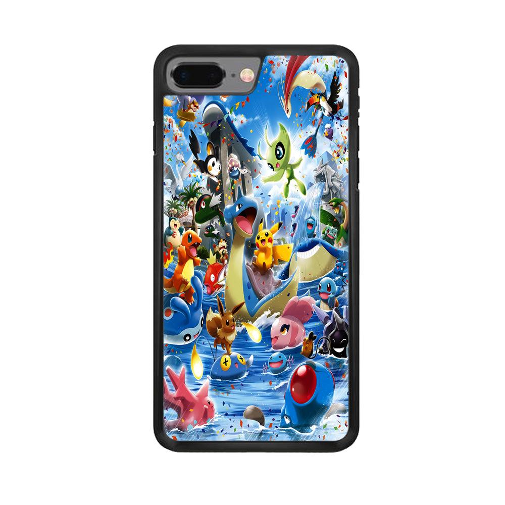 Pokemon Party iPhone 7 Plus Case-Rubber / Black (2D Case)-Xtracase