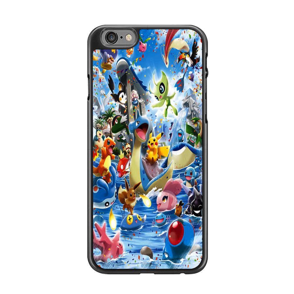 Pokemon Party iPhone 6 Plus | 6s Plus Case-Rubber / Black (2D Case)-Xtracase