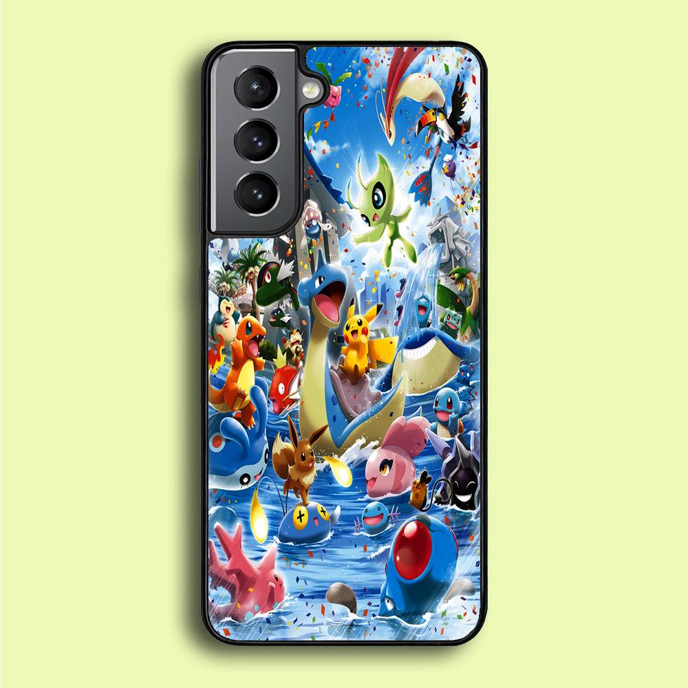 Pokemon Party Samsung Galaxy A16 Case-Rubber / White (2D Case)-Xtracase