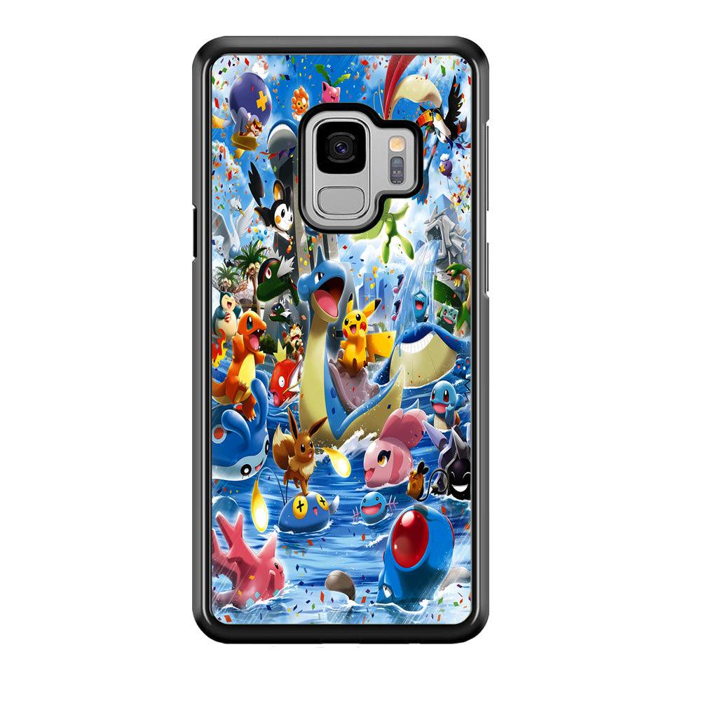 Pokemon Party Samsung Galaxy S9 Case-Rubber / Black (2D Case)-Xtracase