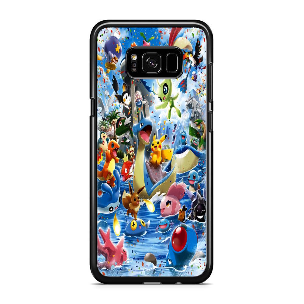 Pokemon Party Samsung Galaxy S8 Plus Case-Rubber / Black (2D Case)-Xtracase