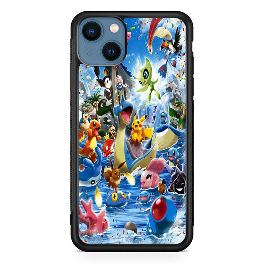 Pokemon Party iPhone 13 Pro Case-Rubber / Black (2D Case)-Xtracase