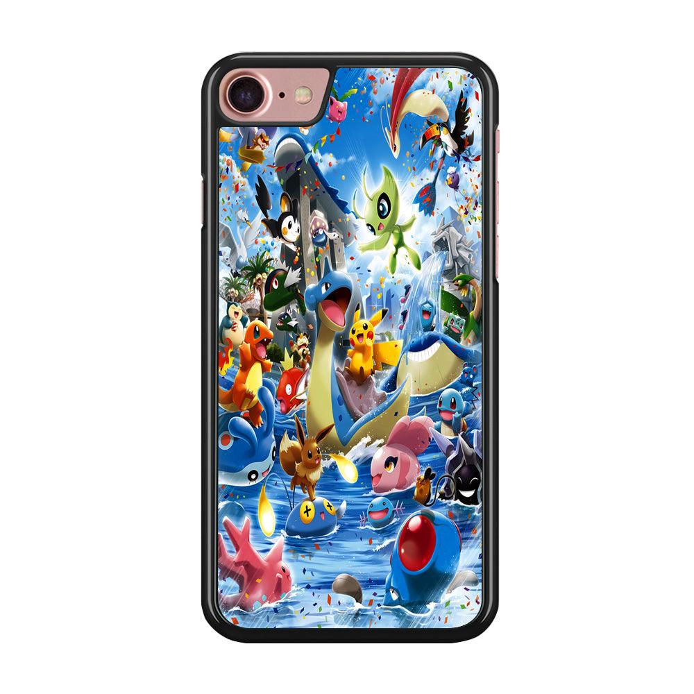 Pokemon Party iPhone 7 Case-Rubber / Black (2D Case)-Xtracase