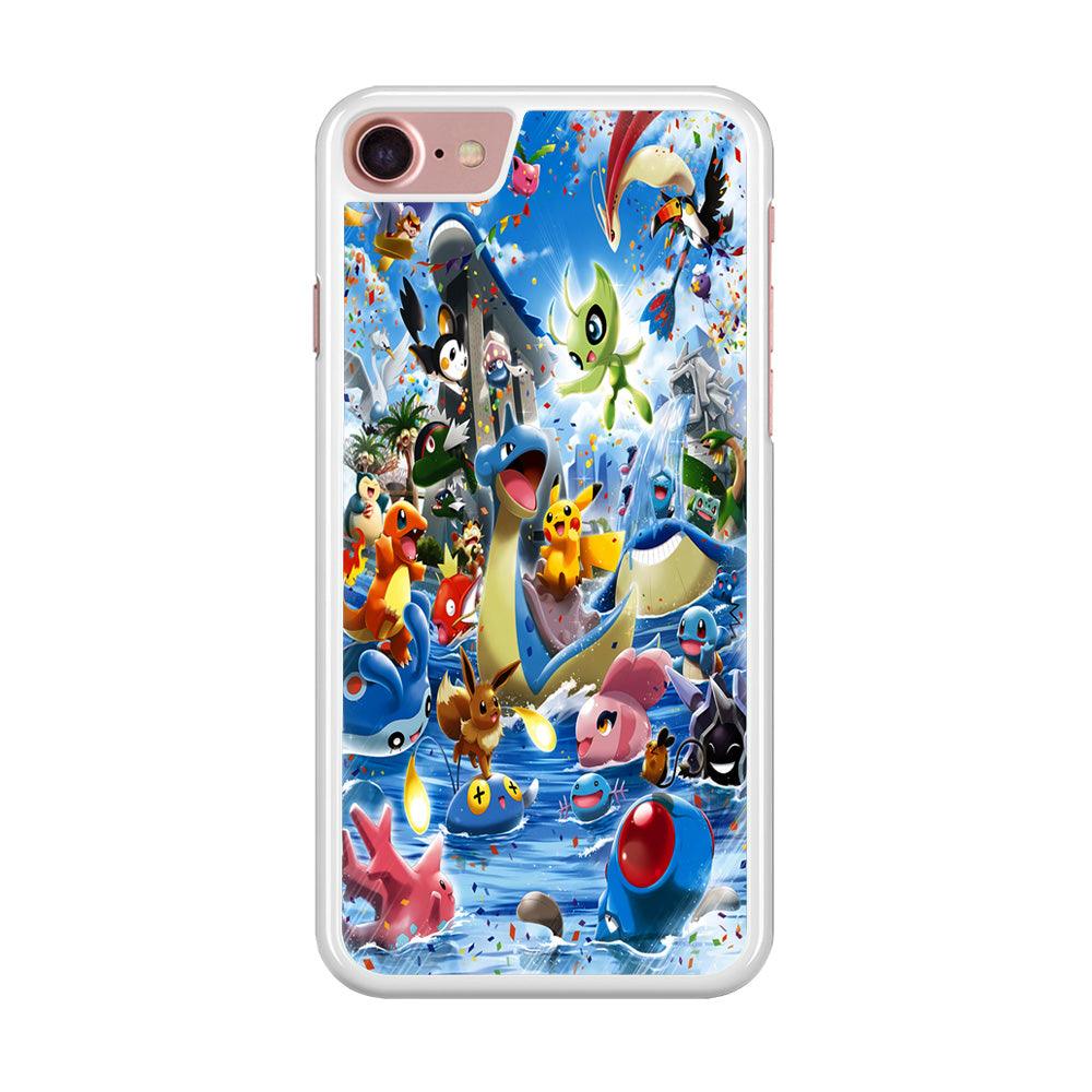 Pokemon Party iPhone 7 Case-Rubber / White (2D Case)-Xtracase