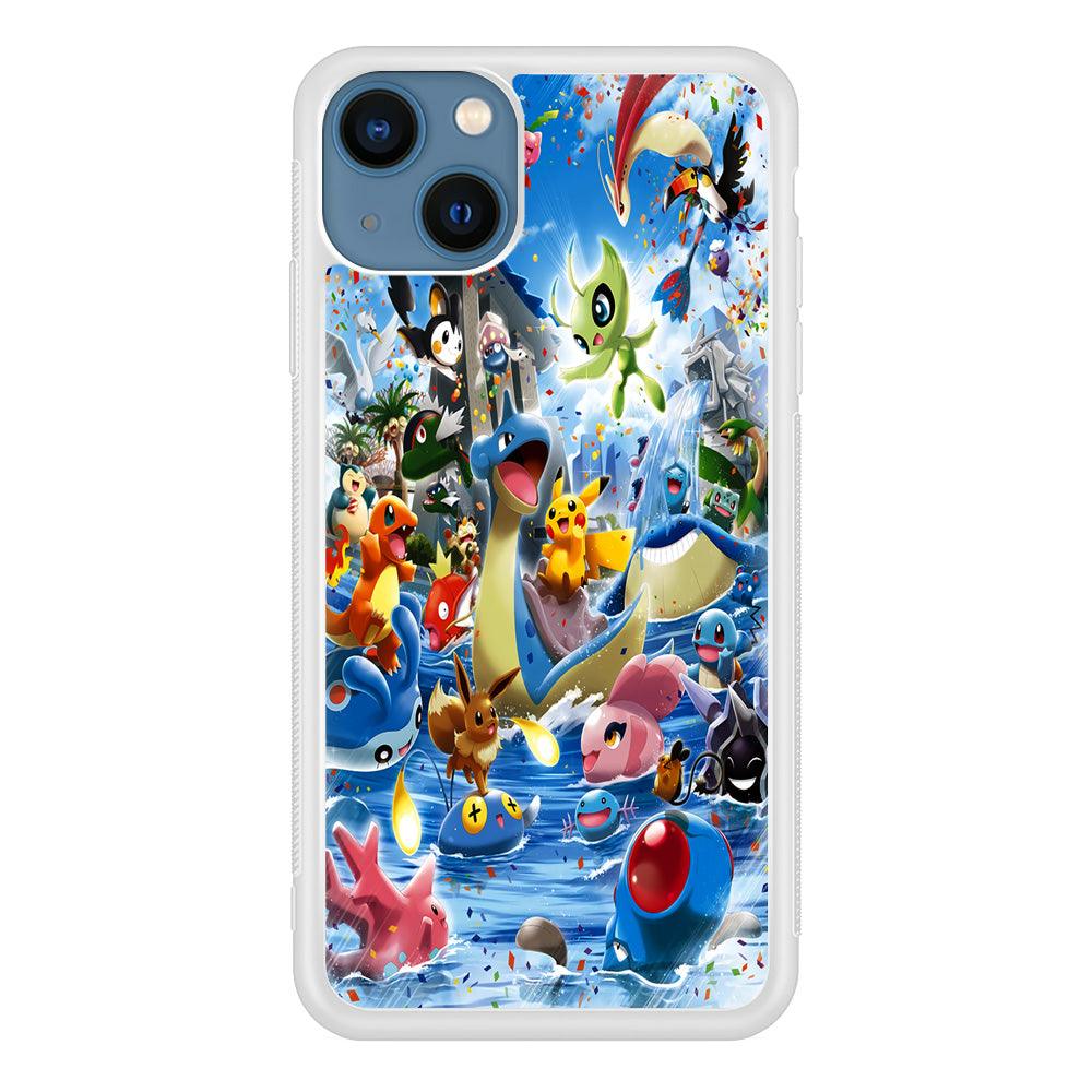 Pokemon Party iPhone 13 Pro Case-Rubber / White (2D Case)-Xtracase