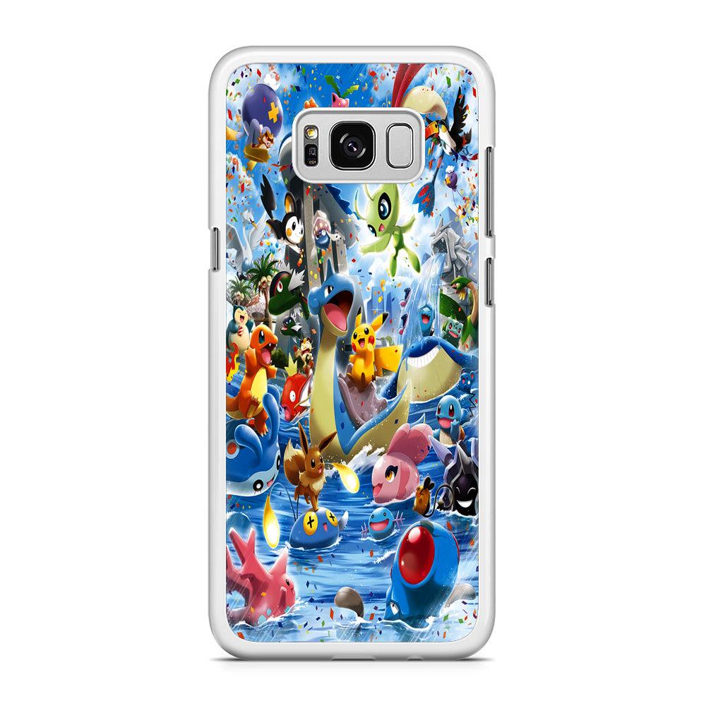 Pokemon Party Samsung Galaxy S8 Case-Rubber / White (2D Case)-Xtracase