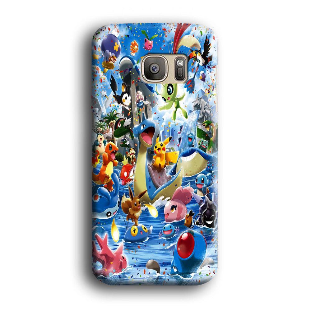 Pokemon Party Samsung Galaxy S7 Edge Case-Plastic / Full Wrap (3D Case)-Xtracase