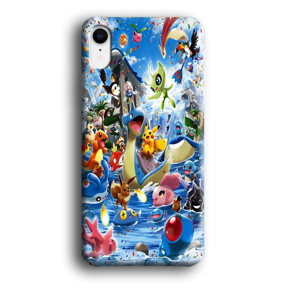 Pokemon Party iPhone XR Case-Plastic / Full Wrap (3D Case)-Xtracase