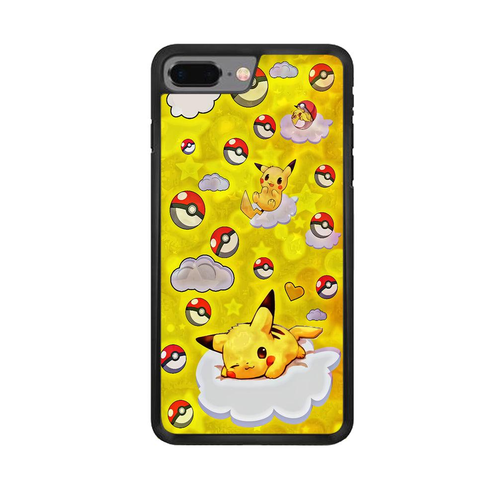 Pokemon Pikachu and Cloud iPhone 7 Plus Case-Rubber / Black (2D Case)-Xtracase