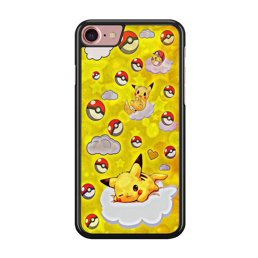 Pokemon Pikachu and Cloud iPhone 8 Case-Rubber / Black (2D Case)-Xtracase