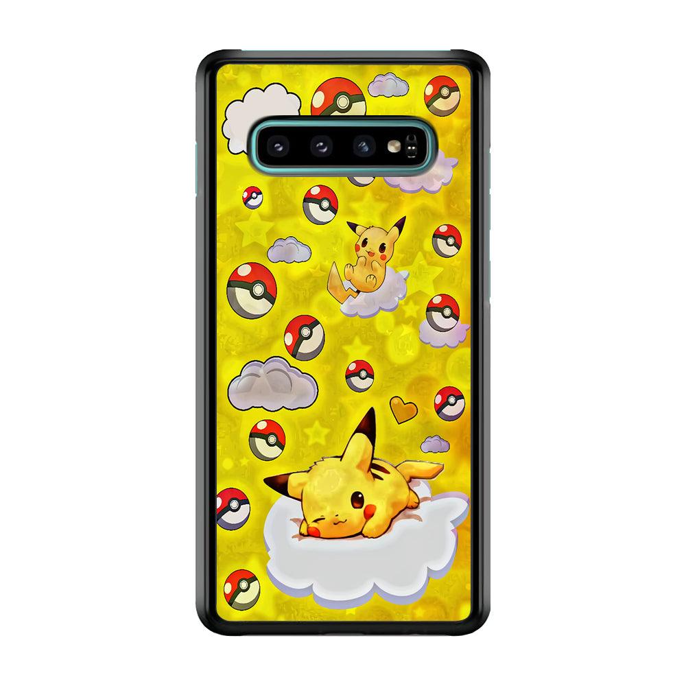 Pokemon Pikachu and Cloud Samsung Galaxy S10 Case-Plastic / Full Wrap (3D Case)-Xtracase