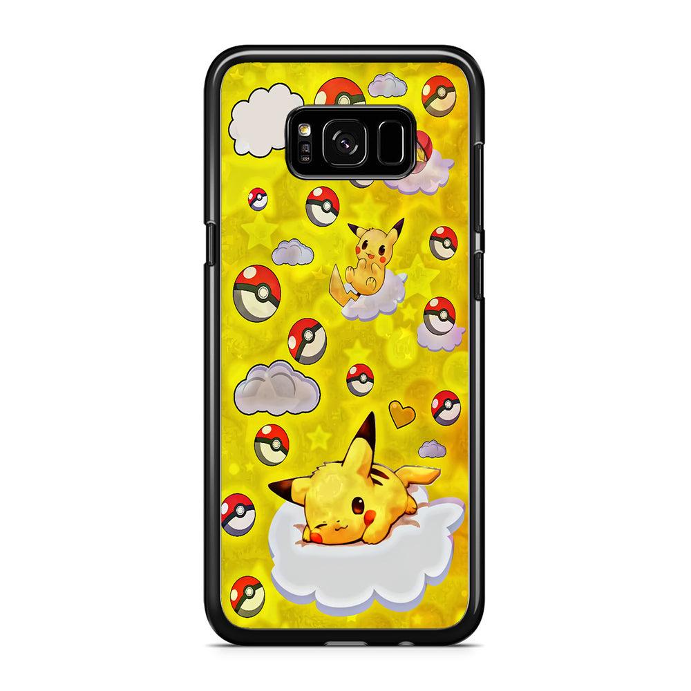 Pokemon Pikachu and Cloud Samsung Galaxy S8 Case-Rubber / Black (2D Case)-Xtracase