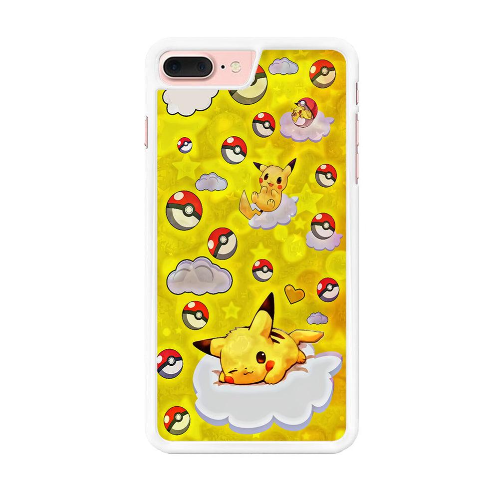 Pokemon Pikachu and Cloud iPhone 7 Plus Case-Rubber / White (2D Case)-Xtracase