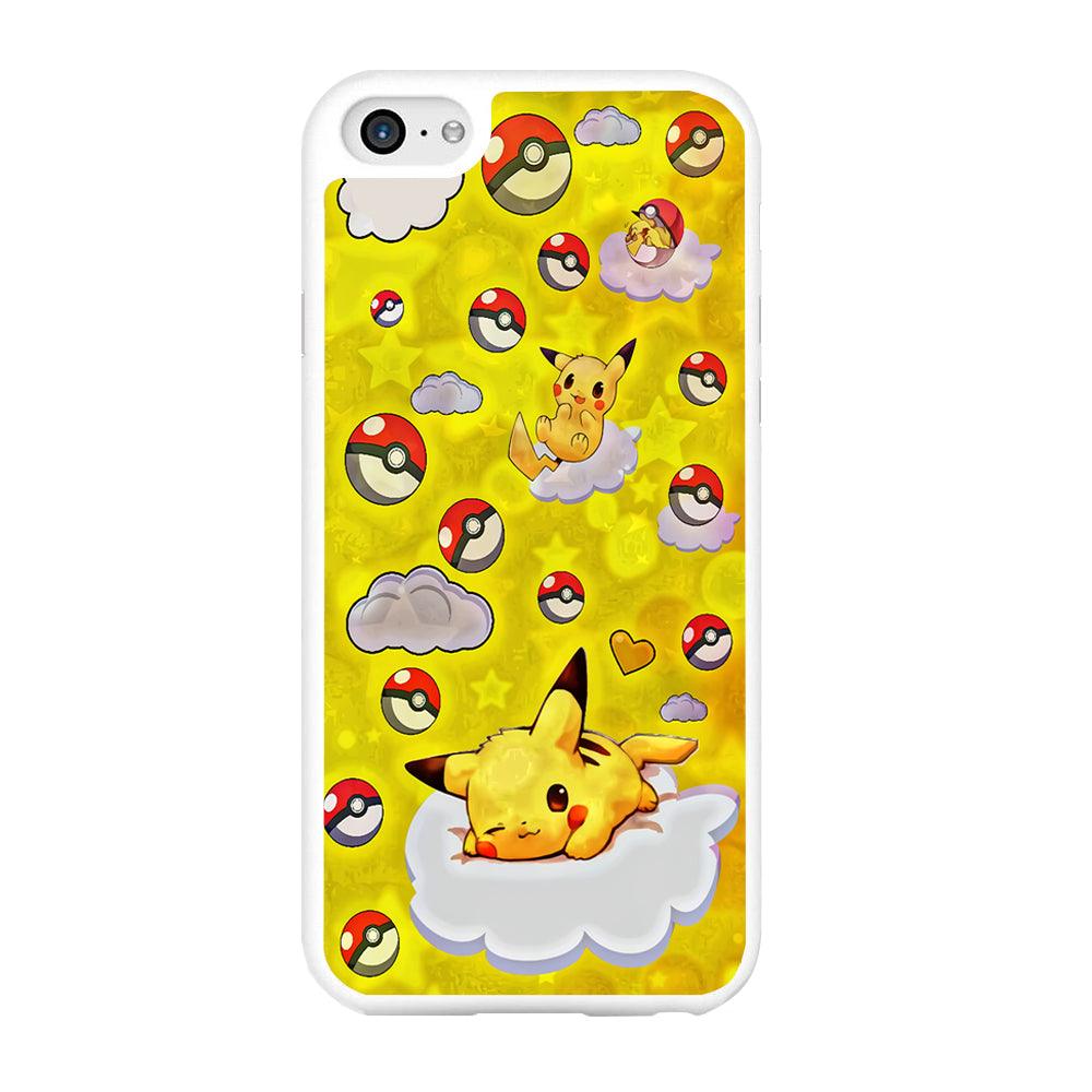 Pokemon Pikachu and Cloud iPhone 6 Plus | 6s Plus Case-Rubber / White (2D Case)-Xtracase
