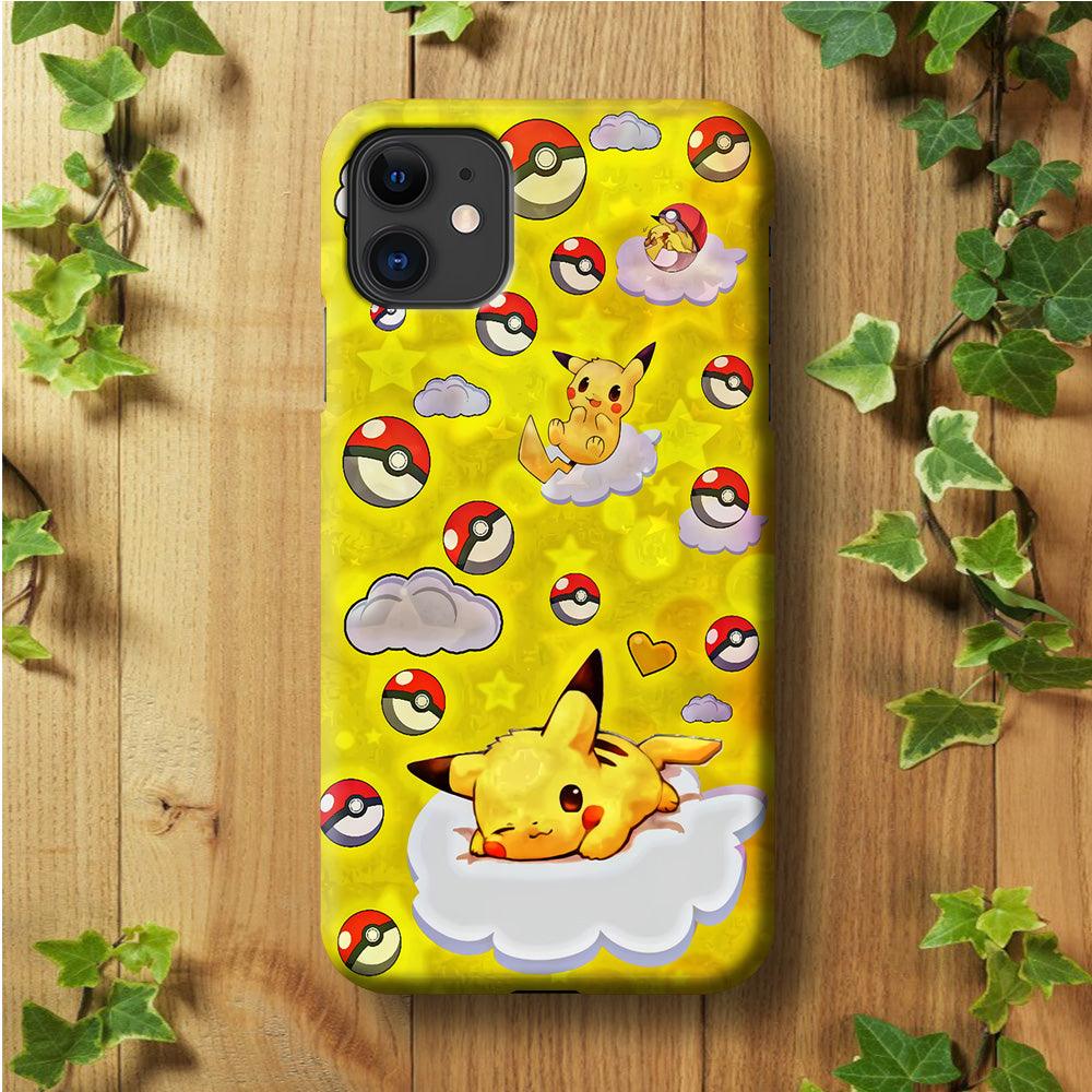 Pokemon Pikachu and Cloud iPhone 11 Case-Plastic / Full Wrap (3D Case)-Xtracase