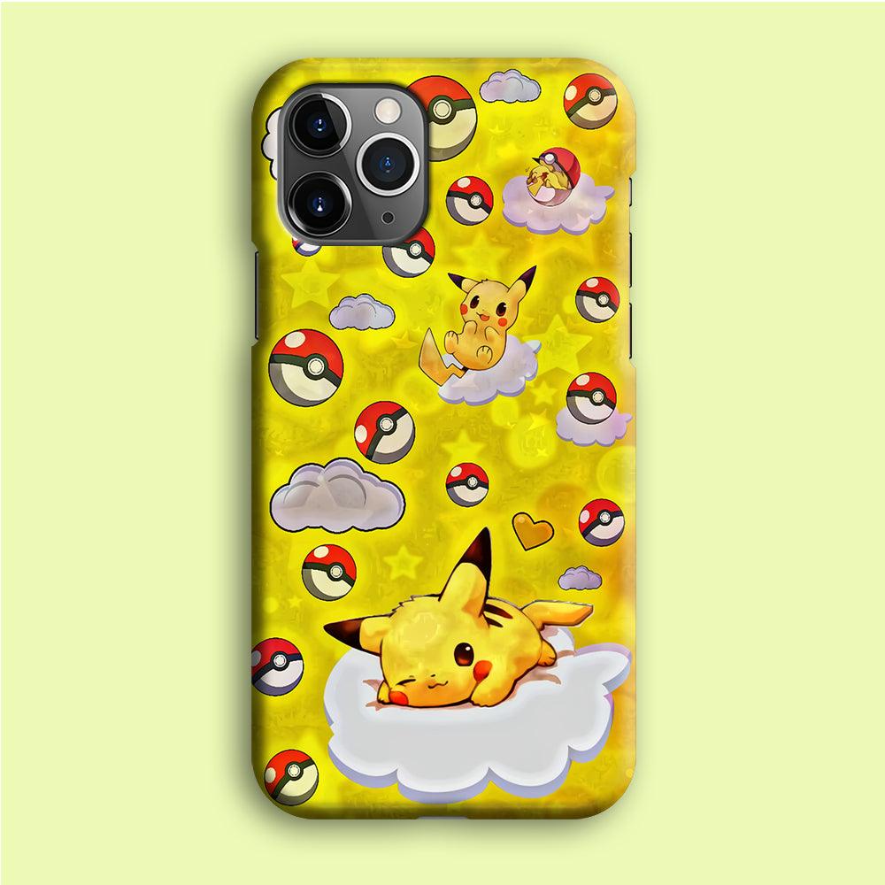 Pokemon Pikachu and Cloud iPhone 12 Pro Case-Plastic / Full Wrap (3D Case)-Xtracase