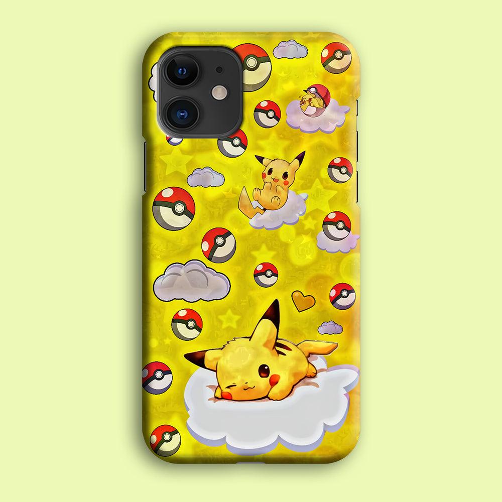 Pokemon Pikachu and Cloud iPhone 12 Case-Plastic / Full Wrap (3D Case)-Xtracase