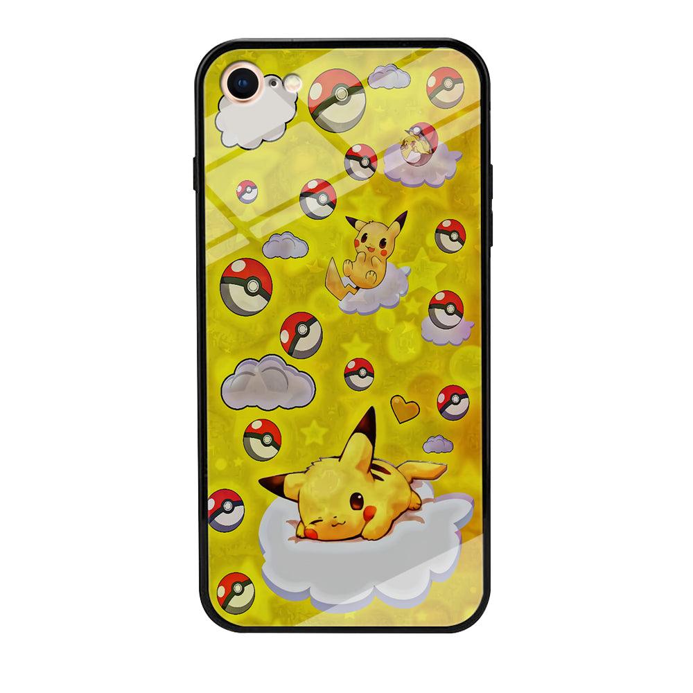 Pokemon Pikachu and Cloud iPhone 8 Case-Tempered Glass Case-Xtracase